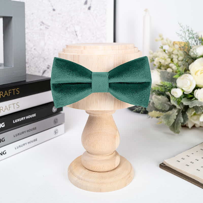 Nœud papillon en velours uni vert émeraude pour homme