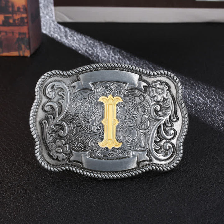 Ceinture en cuir à boucle carrée rétro pour homme avec initiales - I - Sans ceinture - image 11