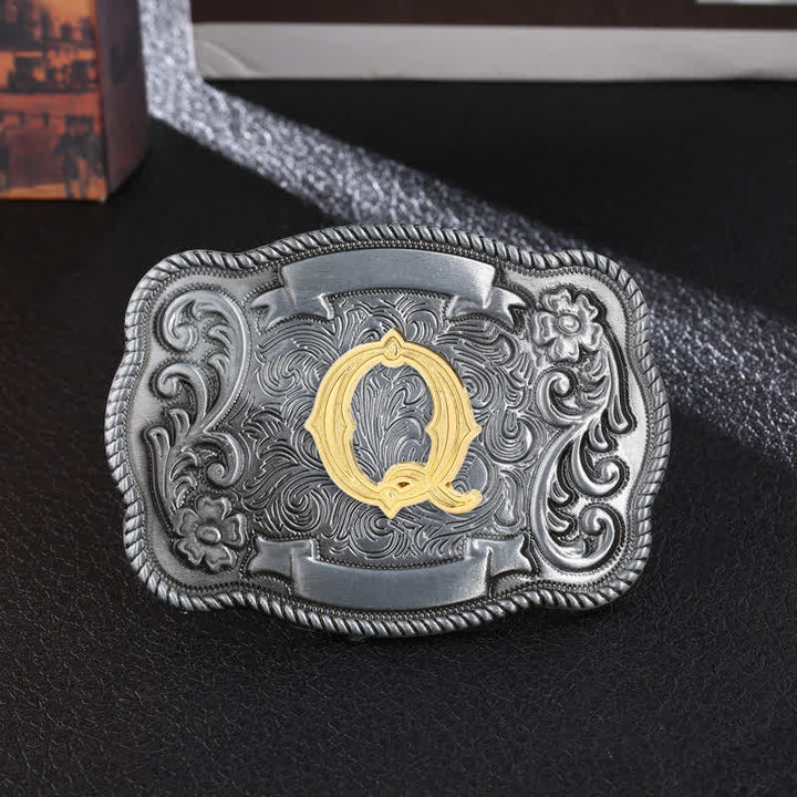 Ceinture en cuir à boucle carrée rétro pour homme avec initiales - Q - Sans ceinture - image 19