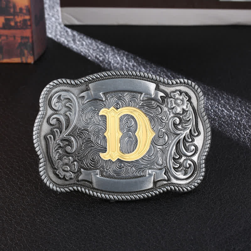 Ceinture en cuir à boucle carrée rétro pour homme avec initiales - D - Sans ceinture - image 6