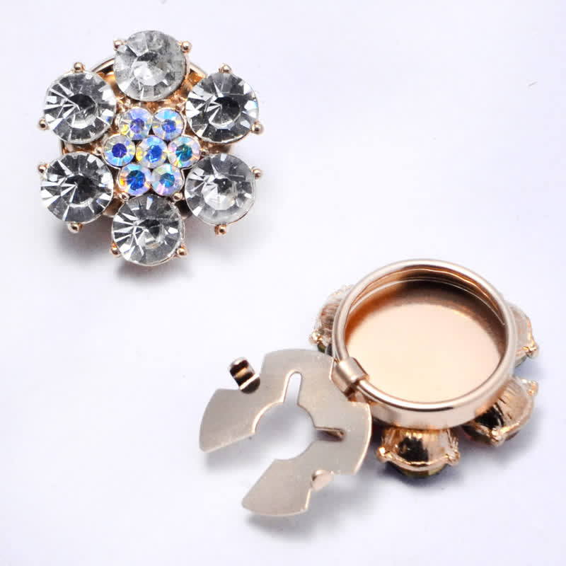 1 paire de couvre-boutons à clipser en strass brillants - Argent - image 13