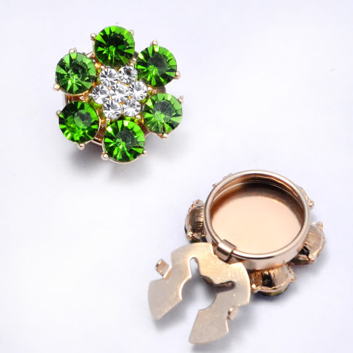 1 paire de couvre-boutons à clipser en strass brillants - Vert - image 10