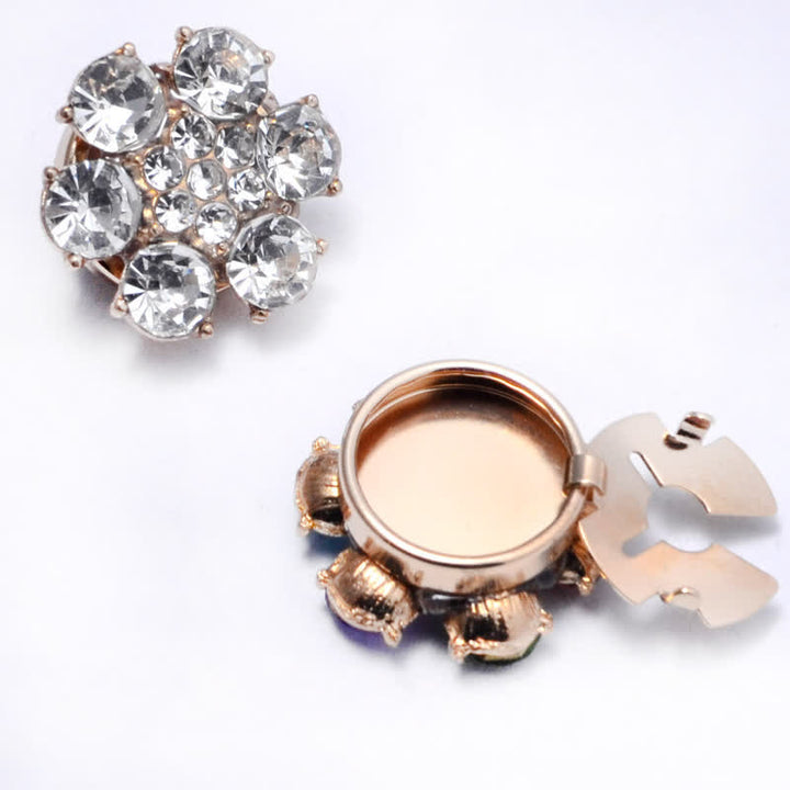1 paire de couvre-boutons à clipser en strass brillants - Blanc - image 4