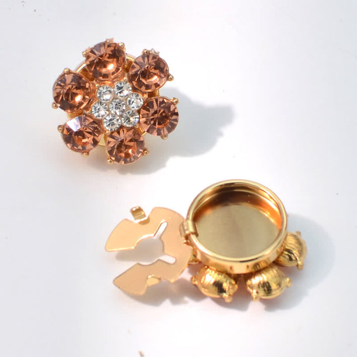 1 paire de couvre-boutons à clipser en strass brillants - Champagne - image 7