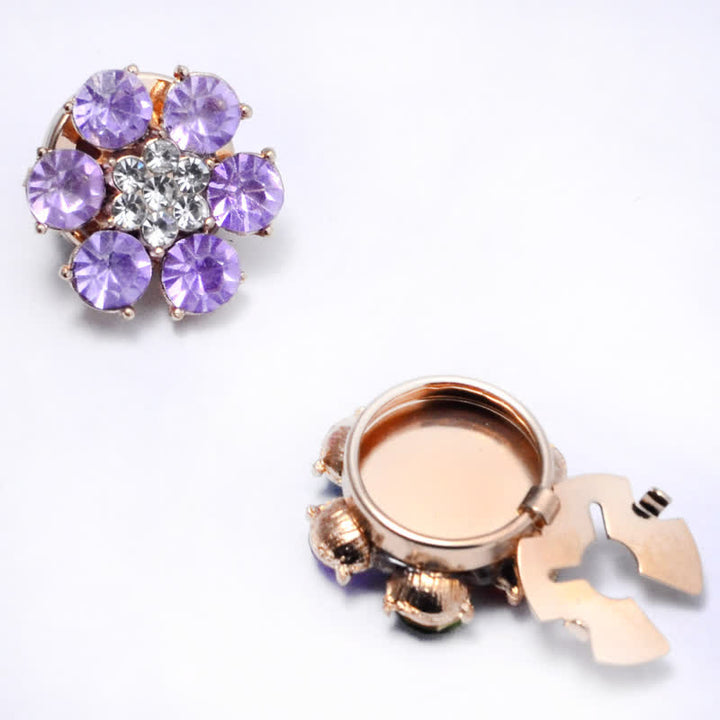 1 paire de couvre-boutons à clipser en strass brillants - Violet - image 9