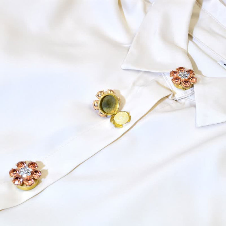 1 paire de couvre-boutons à clipser en strass brillants - image 1