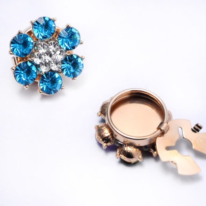 1 paire de couvre-boutons à clipser en strass brillants - Bleu ciel - image 12