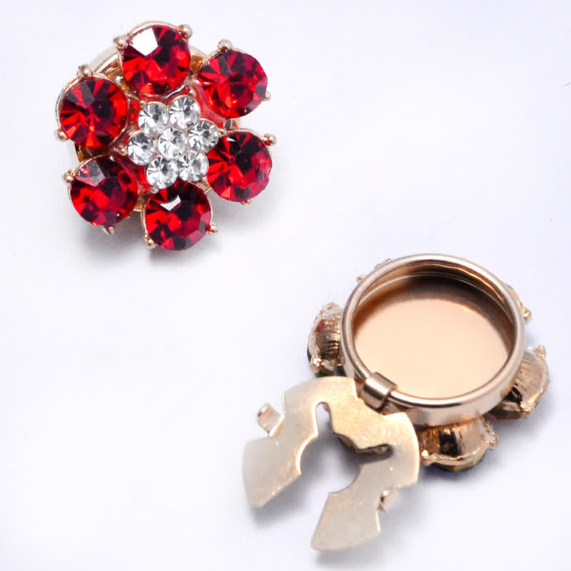 1 paire de couvre-boutons à clipser en strass brillants - Rouge - image 11