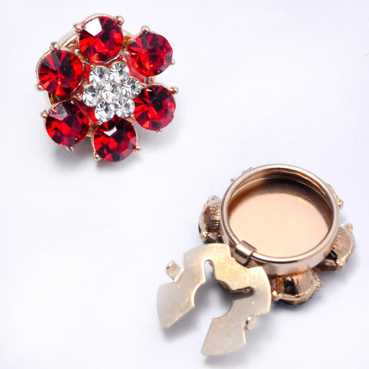 1 paire de couvre-boutons à clipser en strass brillants - Rouge - image 11
