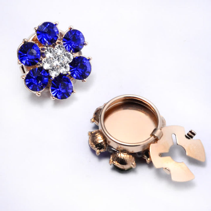 1 paire de couvre-boutons à clipser en strass brillants - Bleu - image 8