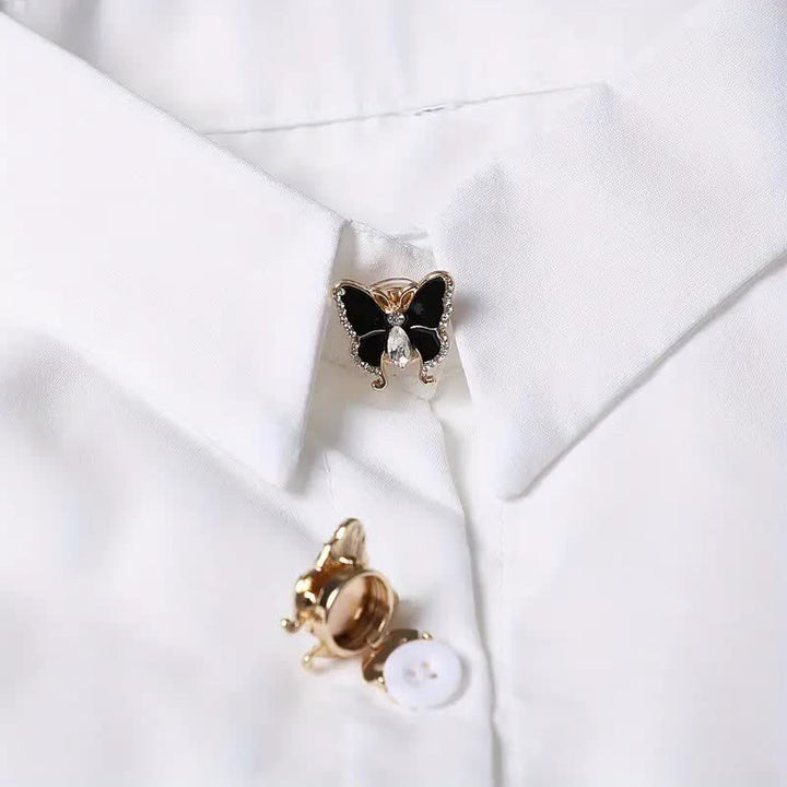 1 paire de couvre-boutons de chemise à clipser style papillon
