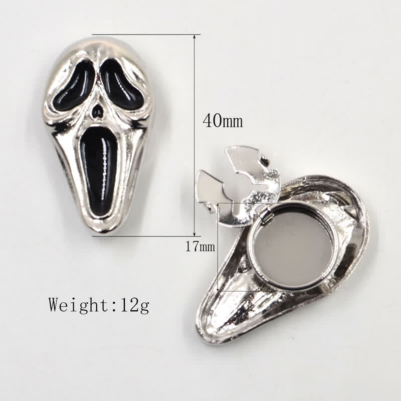 1 paire de couvre-boutons de chemise à clipser, motif crâne horrible