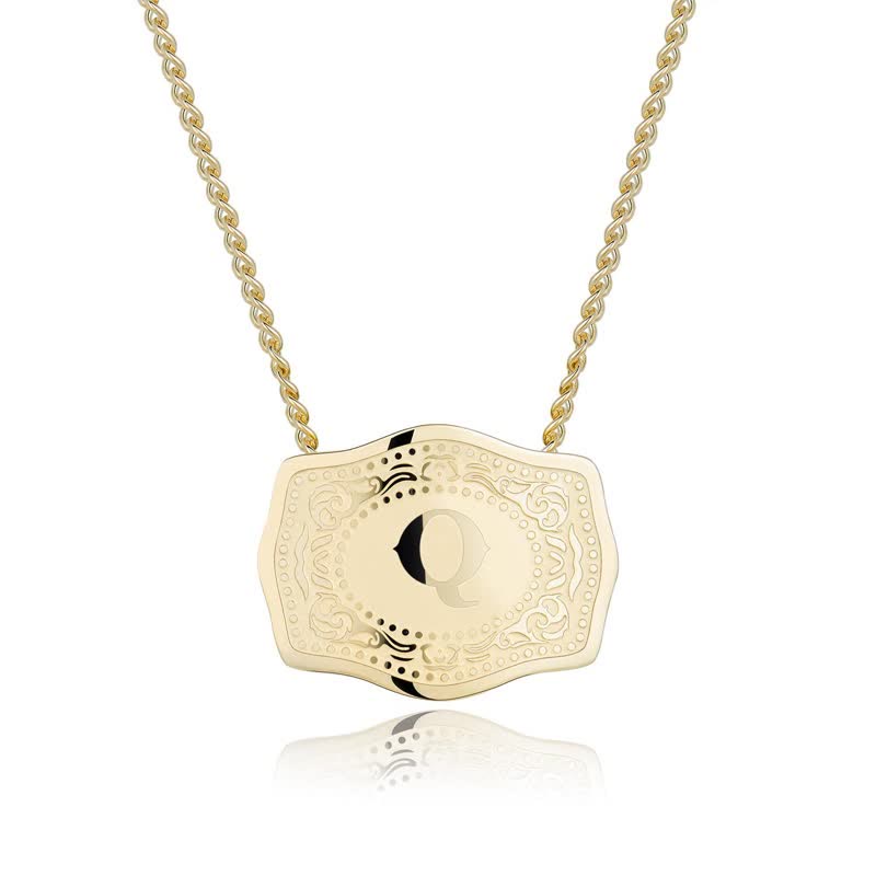 Collier mini lettre initiale en relief doré