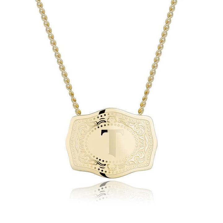 Collier mini lettre initiale en relief doré