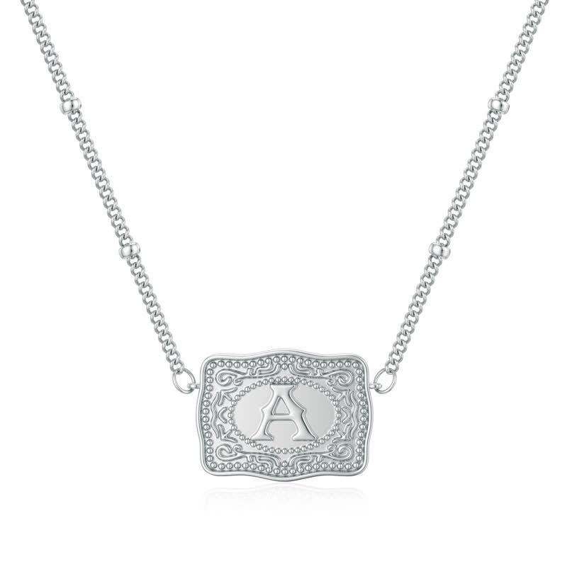 Collier mini lettre initiale en relief en argent - A - image 0