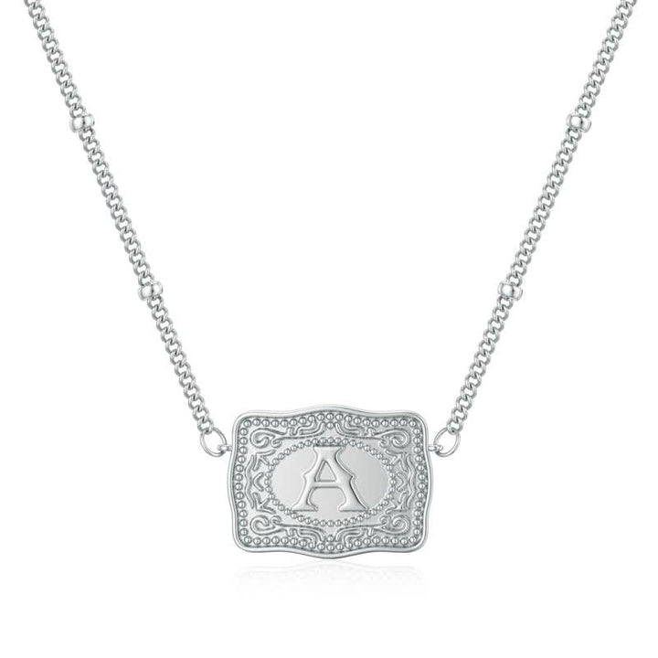 Collier mini lettre initiale en relief en argent - A - image 0
