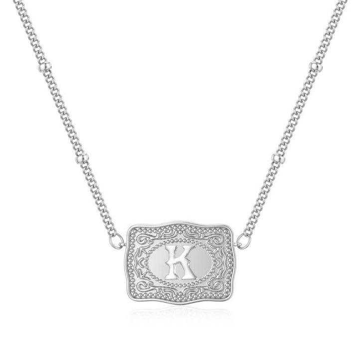 Collier mini lettre initiale en relief en argent - K - image 11