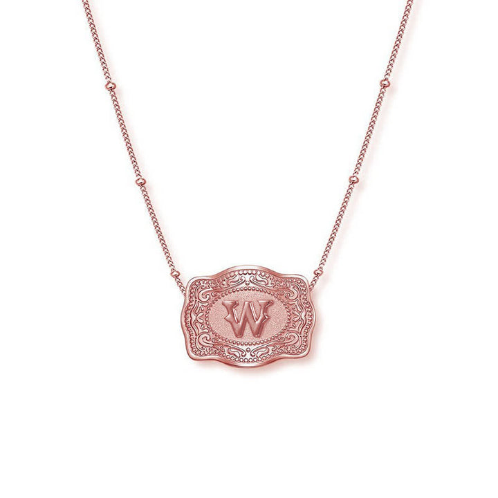 Collier mini lettre initiale en relief en or rose