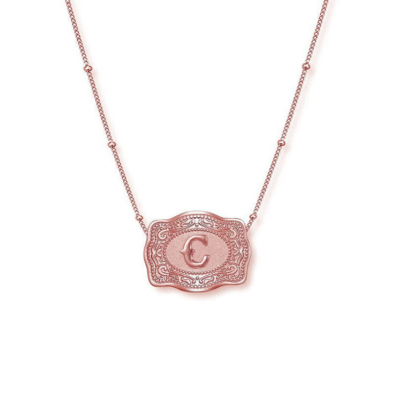 Collier mini lettre initiale en relief en or rose