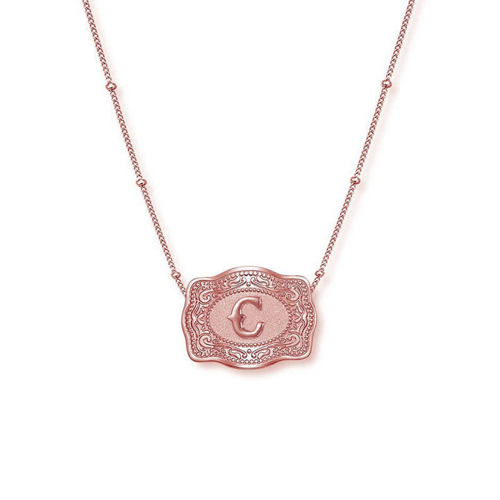 Collier mini lettre initiale en relief en or rose