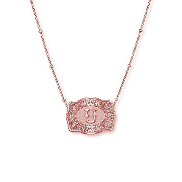 Collier mini lettre initiale en relief en or rose
