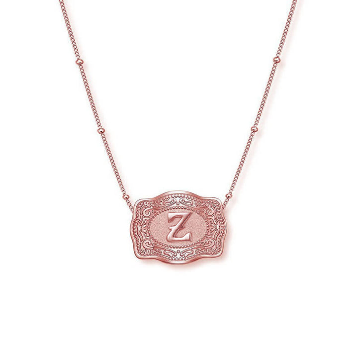Collier mini lettre initiale en relief en or rose