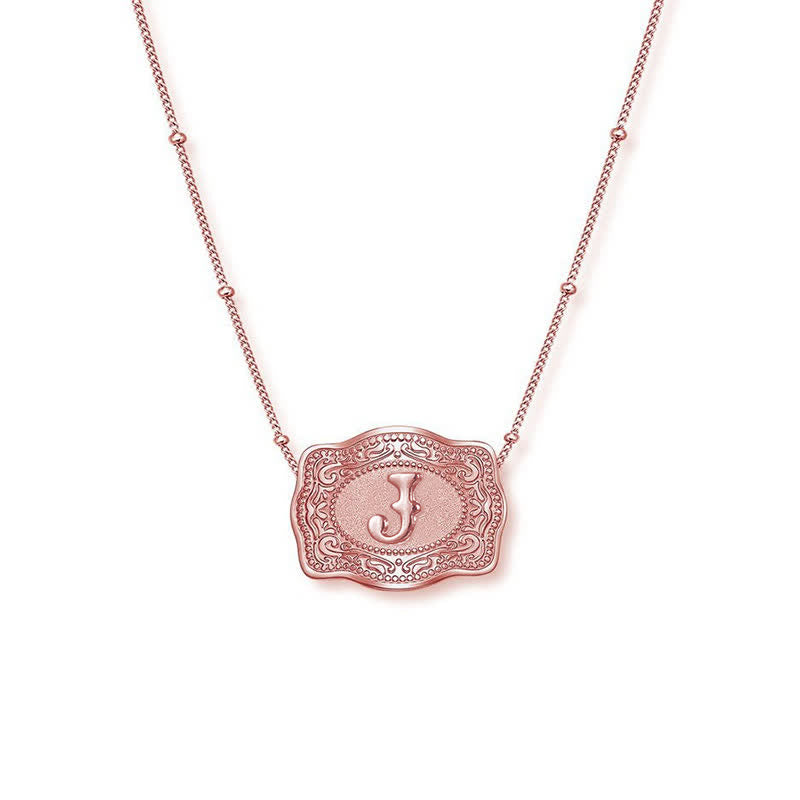 Collier mini lettre initiale en relief en or rose