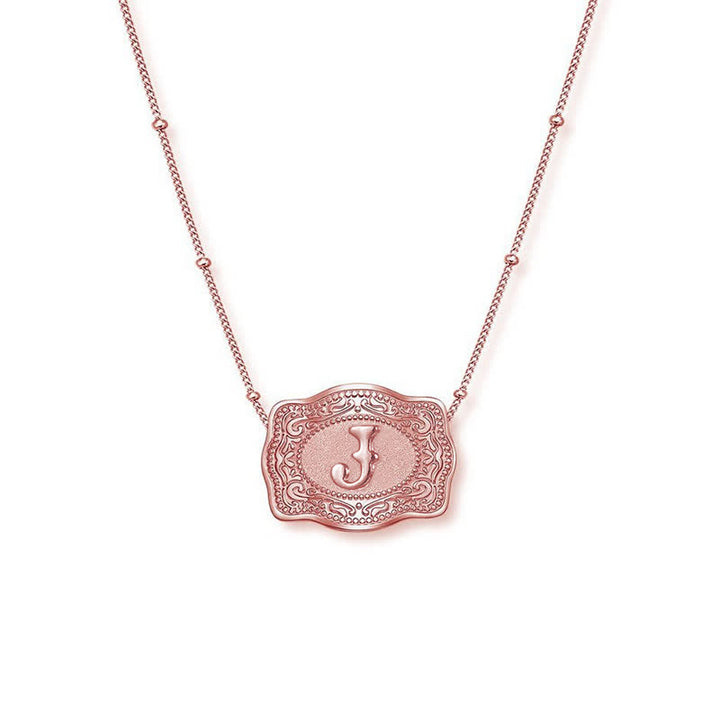 Collier mini lettre initiale en relief en or rose