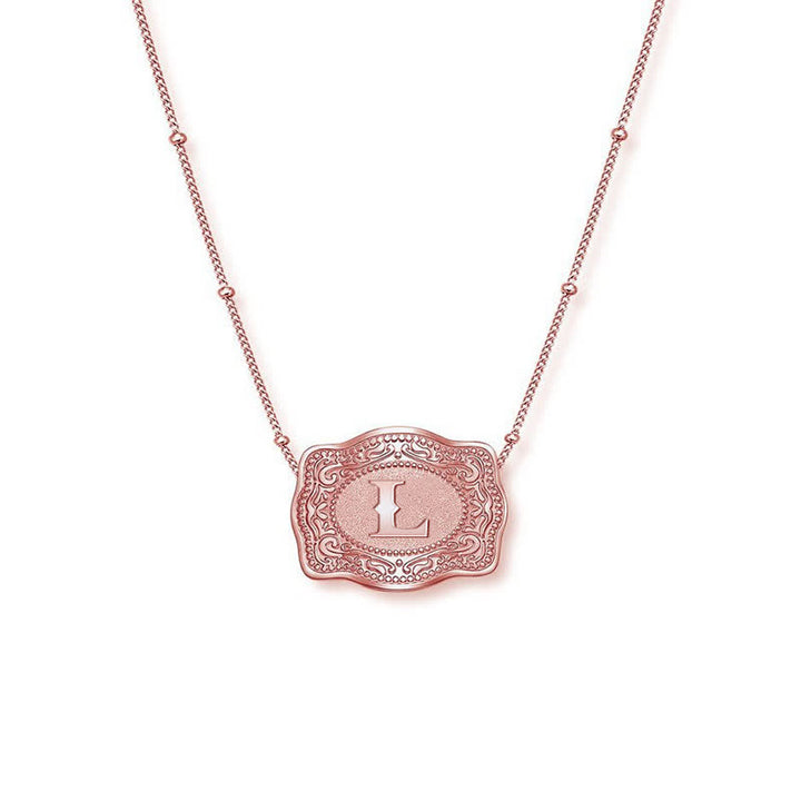 Collier mini lettre initiale en relief en or rose