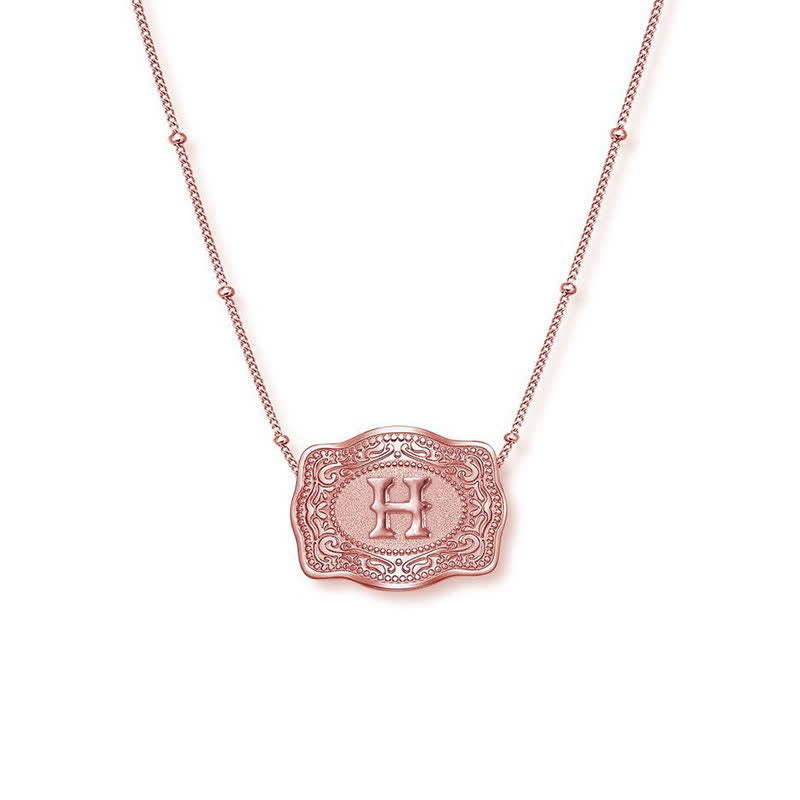 Collier mini lettre initiale en relief en or rose