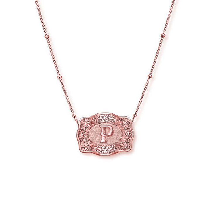 Collier mini lettre initiale en relief en or rose