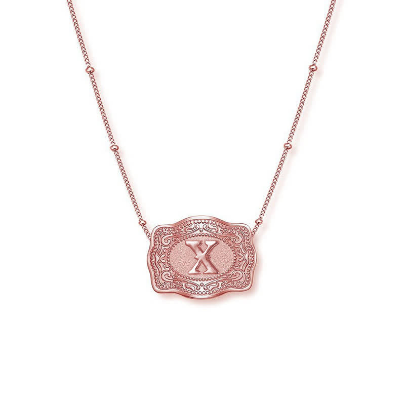 Collier mini lettre initiale en relief en or rose