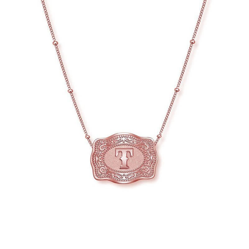 Collier mini lettre initiale en relief en or rose
