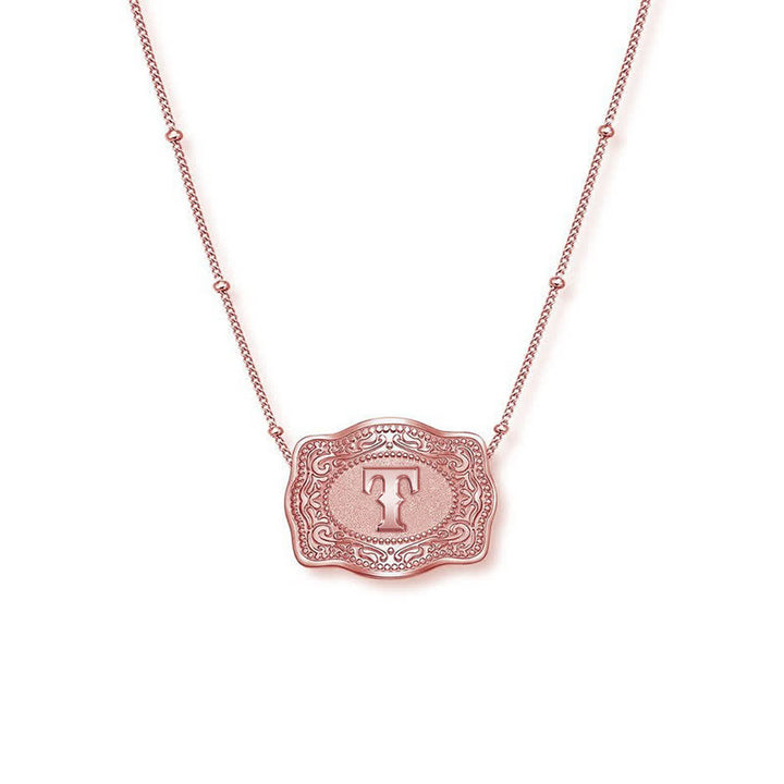 Collier mini lettre initiale en relief en or rose