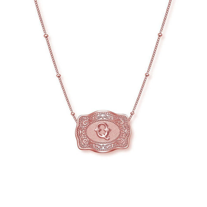 Collier mini lettre initiale en relief en or rose