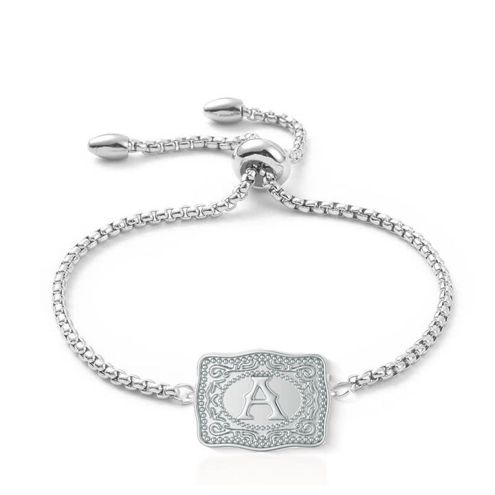 Bracelet mini lettre initiale en relief en argent - A - image 0