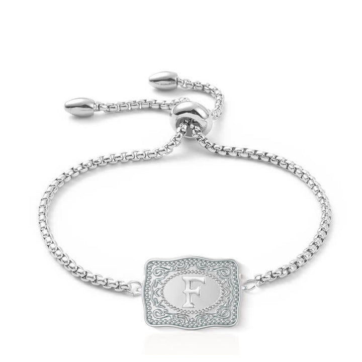 Bracelet mini lettre initiale en relief en argent - F - image 5
