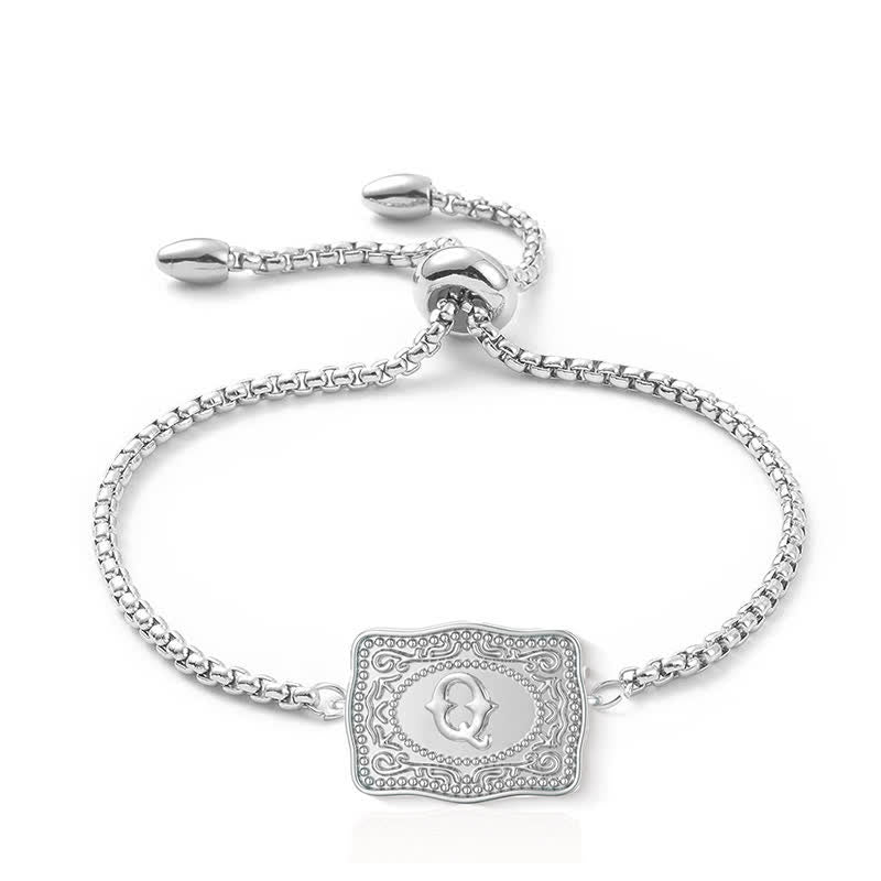 Bracelet mini lettre initiale en relief en argent - Q - image 16