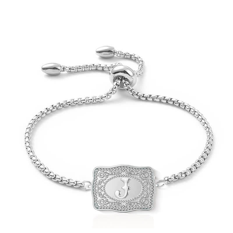 Bracelet mini lettre initiale en relief en argent - J - image 9