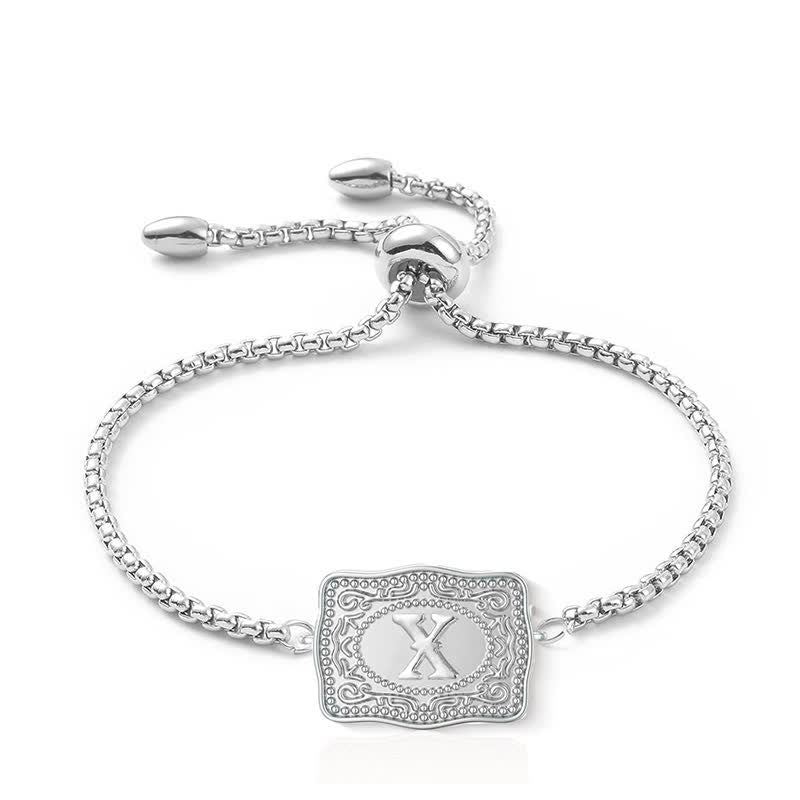 Bracelet mini lettre initiale en relief en argent - X - image 23
