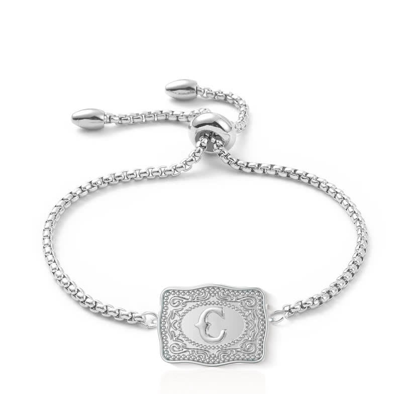 Bracelet mini lettre initiale en relief en argent - C - image 2
