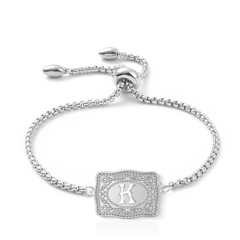 Bracelet mini lettre initiale en relief en argent - K - image 10