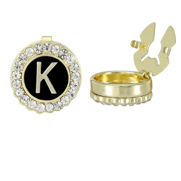 1 paire de couvre-boutons de chemise à pression avec initiales noires et dorées - K - image 14