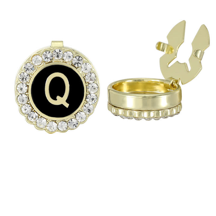 1 paire de couvre-boutons de chemise à pression avec initiales noires et dorées - Q - image 17