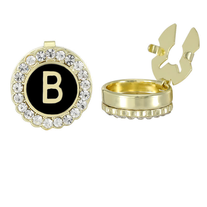 1 paire de couvre-boutons de chemise à pression avec initiales noires et dorées - B - image 5