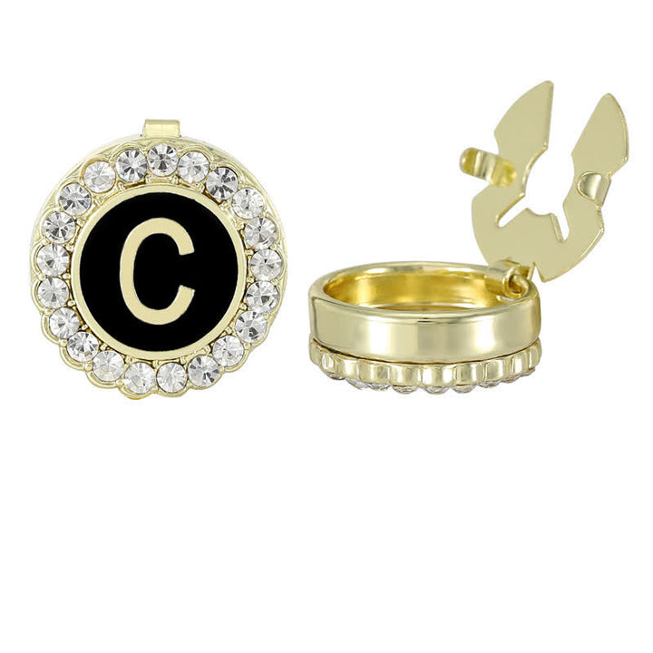 1 paire de couvre-boutons de chemise à pression avec initiales noires et dorées - C - image 6