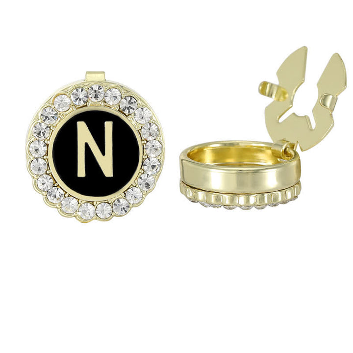 1 paire de couvre-boutons de chemise à pression avec initiales noires et dorées - N - image 15