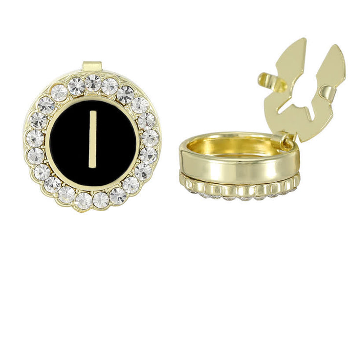 1 paire de couvre-boutons de chemise à pression avec initiales noires et dorées - I - image 12