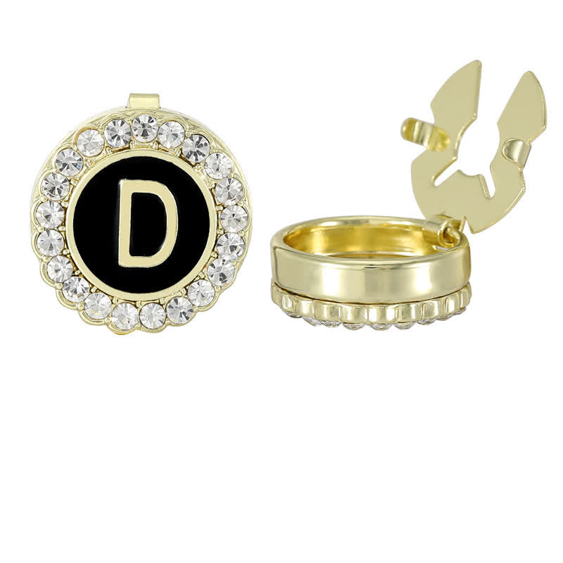 1 paire de couvre-boutons de chemise à pression avec initiales noires et dorées