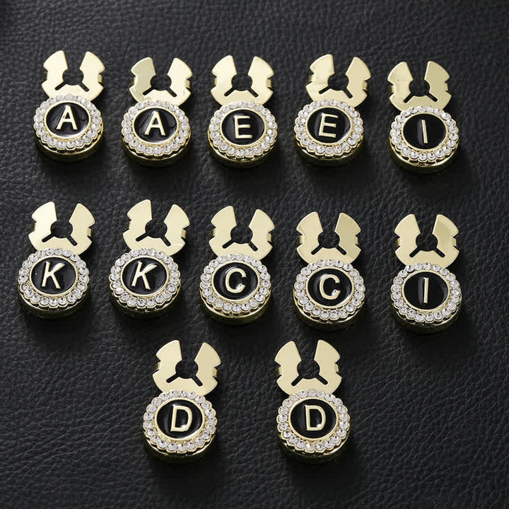 1 paire de couvre-boutons de chemise à pression avec initiales noires et dorées - image 3